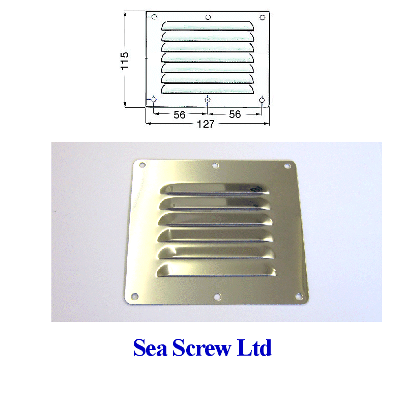 NEW Stainless Steel Louvre Vent W 127mm x H 115mm from Blue Bottle Marine