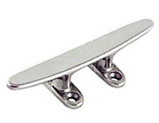 100mm Boat Deck Cleat, Wide Horn, Stainless.