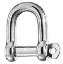 10mm D Shackle. Semi Captive Pin. Stainless.