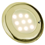 LED Ceiling Light Gold ABS Body, Opaque Glass. Switched.