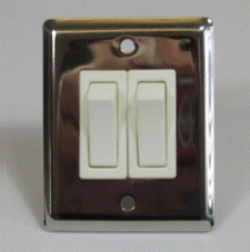 Low Voltage Wall Light Switch, Double 2 Way, Stainless.