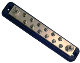 250 Amp Nickel Plated Copper BusBar. 16 Terminals.