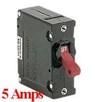 5 Amp AIRPAX Circuit Breaker 12 Volts DC.