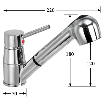 Diana Mixer Pull Out Shower or Tap, Swivelling Body.