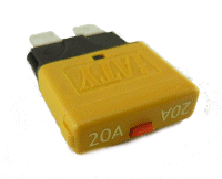 20 Amp Blade Fuse Mini Circuit Breaker. Yellow.