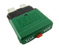 30 Amp Blade Fuse Mini Circuit Breaker. Green.