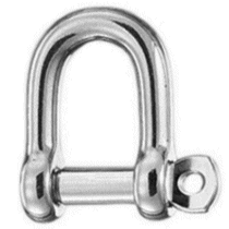 4mm Standard D Shackle, 316 Stainless.