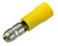 Pack of 10 Wire Terminal 5mm Bullet End YELLOW.