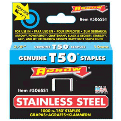 Staples in Rust Resistant Stainless Steel.