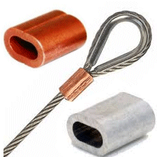 Wire Rope Ferrules in Aluminium or Copper.