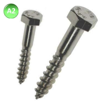A2 Stainless Coach Screw Hex Head.