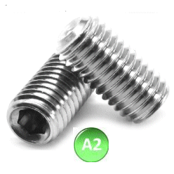 A2 Stainless Grub Screws, Cup Point.