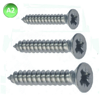 A2 Stainless Pozi Countersunk Self Tapping Screws.