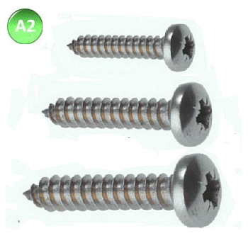 A2 Stainless Pozi Pan Head Self Tapping Screws.