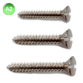 A2 Stainless Self Tapping Screws Countersunk Slotted.