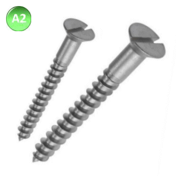 A2 Stainless Wood Screws Countersunk Slotted.