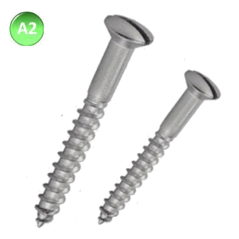 A2 Stainless Wood Screws Raised Head Slotted.