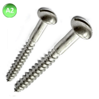 A2 Stainless Wood Screws Round Head Slotted.