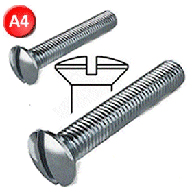 A4 Stainless Machine Screws Raised Slotted.