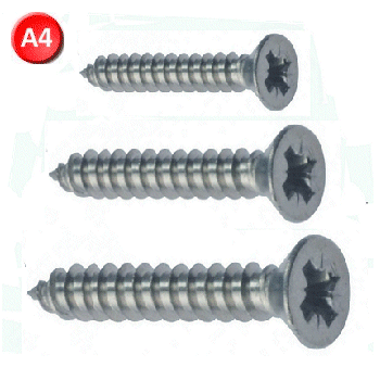 A4 Stainless Pozi Countersunk Self Tapping Screws.