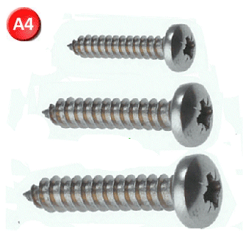 A4 Stainless Pozi Pan Head Self Tapping Screws.