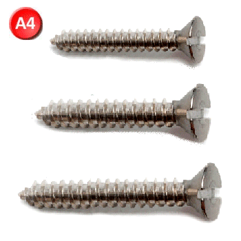 A4 Stainless Self Tapping Screws Countersunk Slotted.