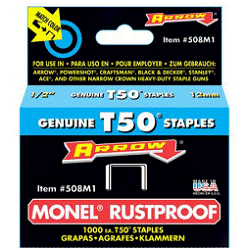 T50 12mm Monel Staples Rustproof Pack of 1250.