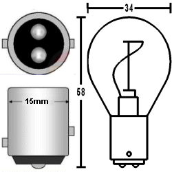 BAY15D Vertical Filament Navigation Bulb 12v 15w