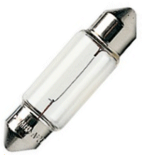 Festoon, Cartridge Type Bulb, 24 Volts, 10 Watts.