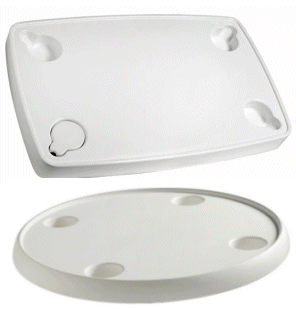 Boat Table Tops in White Composite Plastic.