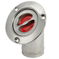 Stainless Boats Fuel Filler. Red Cap. 45 Degrees.