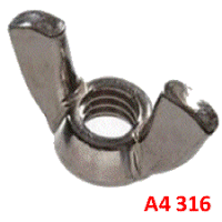 M6 Wing Nut. A4 316 Stainless Steel.