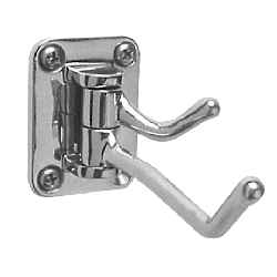 Coat Hook Hinged Prongs in Polished Stainless.