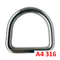 6mm Bar x 54mm D Ring 316 Stainless.