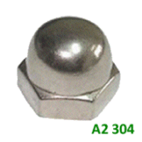M16 Dome Nut, A2 304 Stainless Steel.