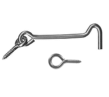 4 Inch Stainless Door / Cabin Hooks with Screw Eye.