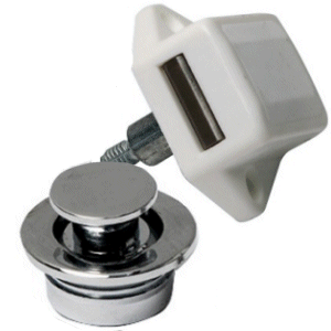 Flush Chromed Knob and Latch, 12mm to 16mm.
