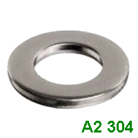 M10 x 20 x 2.0mm Form A Flat Washer. A2 Stainless Steel.
