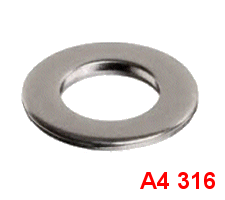 M8 x 17 x 1.1mm Form B Flat Washer. A4 Stainless Steel.