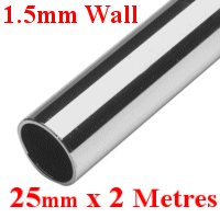 HD 2 Metre Length of 25mm Dia Tube. 316 Stainless.