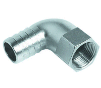 1/2 BSP Female to 3/4 Hose Tail Elbow. 304 Stainless Steel.