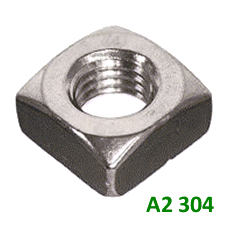 M10 Square Nut. A2 304 Stainless Steel.