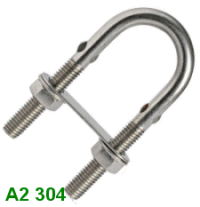 M10 x 90mm U Bolt Stainless Steel with Crimps.