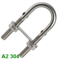 M4 x 60mm U Bolt Stainless Steel with Crimps.
