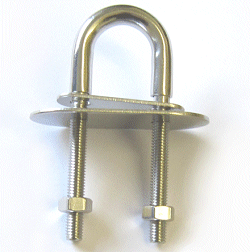 M8 x 111mm U Bolt, Polished 316 Stainless Steel.