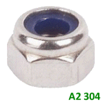 M20 Nyloc Lock Nut, A2 304 Stainless Steel.