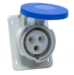 Blue Cap 3 Round Pin Fixed Outlet Socket