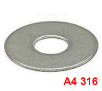 M12 x 35 x 1.5mm Penny Washers A4 Stainless.