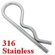2.5mm R Clip, Beta Pin. Length 55mm. A4 316 Stainless Steel.