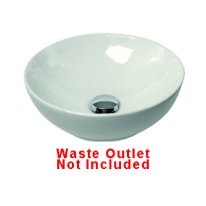 Round Unit Top Vanity Basin. White Ceramic.